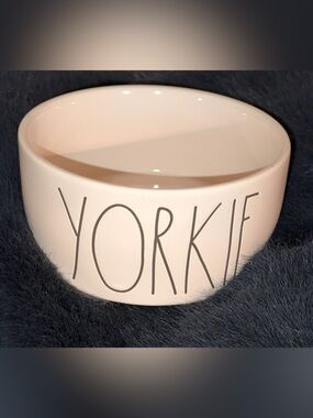 Rae Dunn 6” White Ceramic Round Pet/Dog ‘YORKIE’ Food Water Bowl Dish VHTF